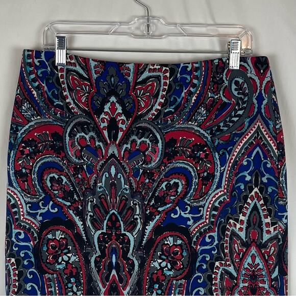 Talbots Blue Red Paisley Print OfficeCore Career Pencil Skirt NWOT Size 10 - Picture 2 of 12